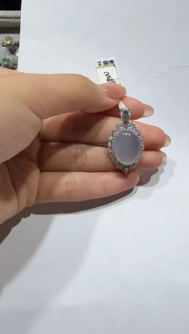 吊坠(不含链)银S925镶嵌翡翠缅甸A货翡翠