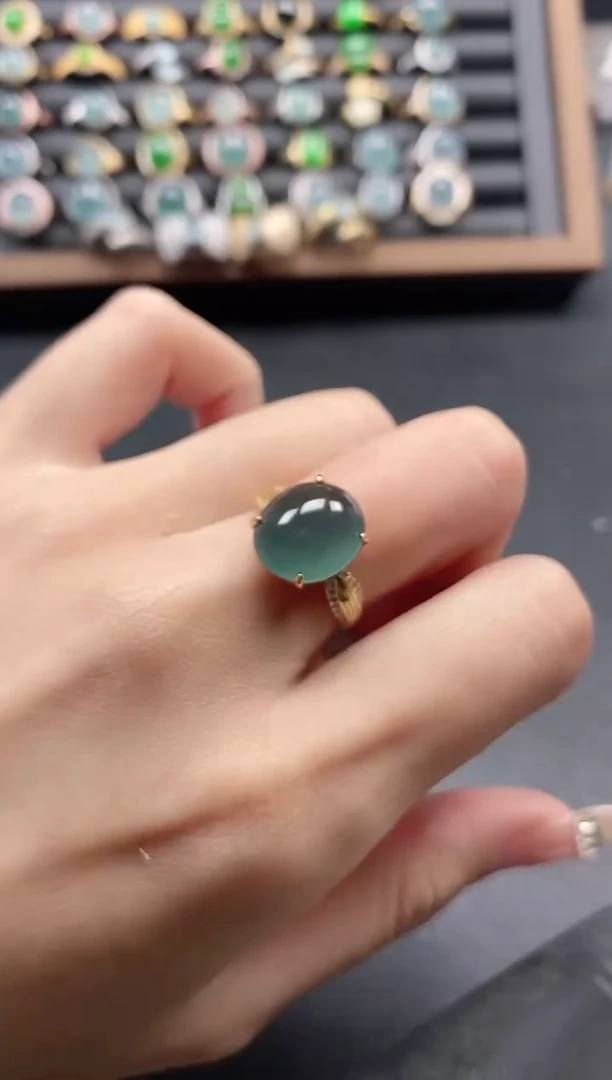 银S925镶嵌戒指翡翠51511