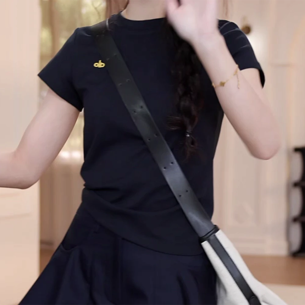 2025新款夏季百搭休闲百搭字母短袖T恤显瘦气质时尚纯色