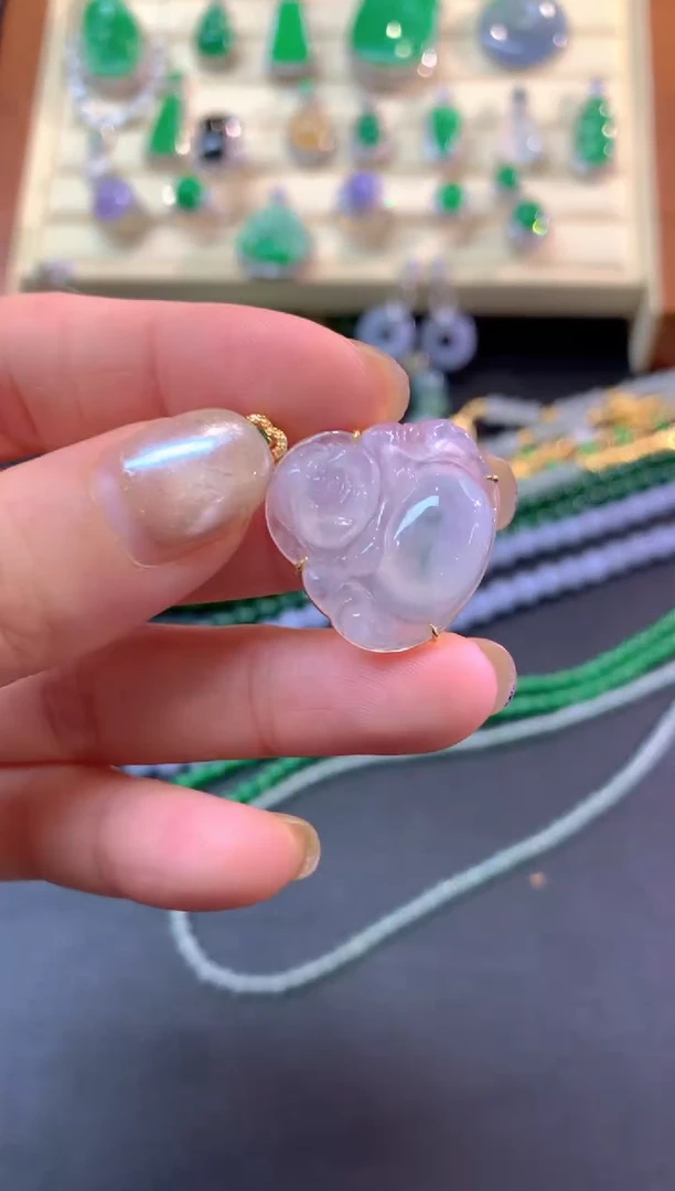 吊坠(不含链)18K金镶嵌翡翠吊坠|1700+85