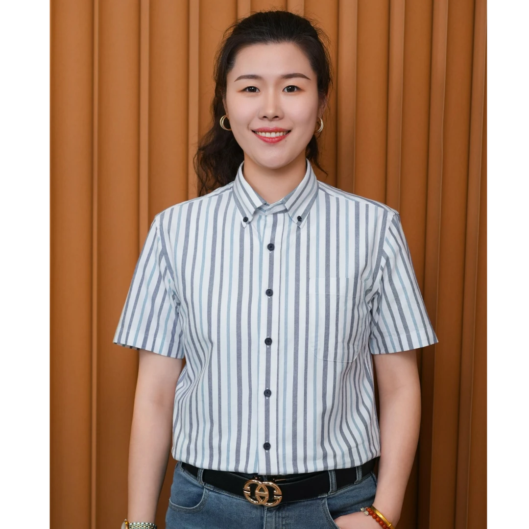 【短袖】100%纯棉牛津纺男士短袖衬衫条纹商务休闲宽松夏季时尚衬衣