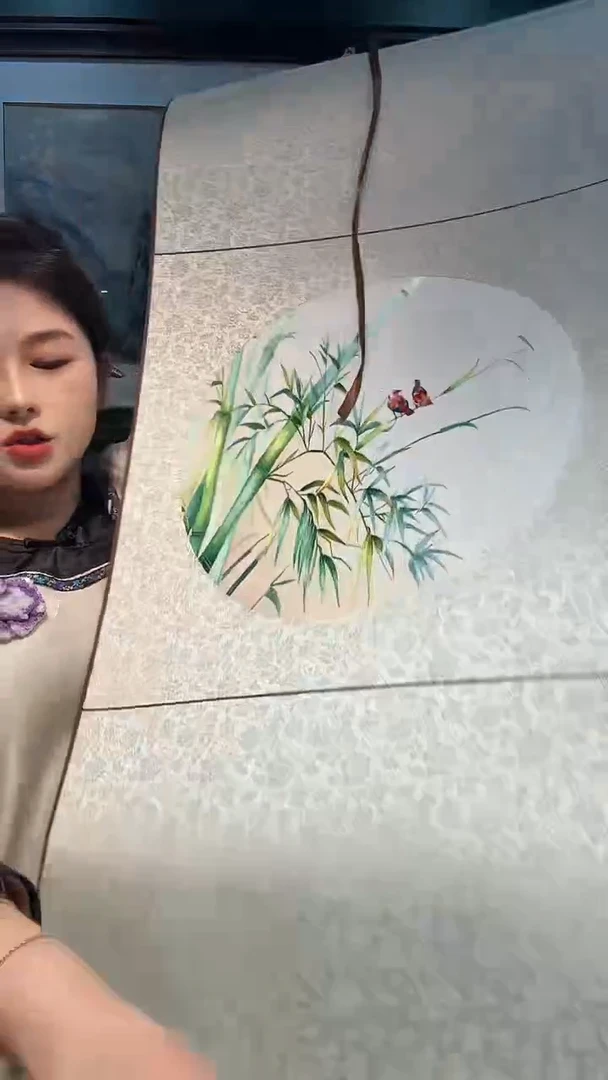 竖款非遗苏绣手工刺绣绣片