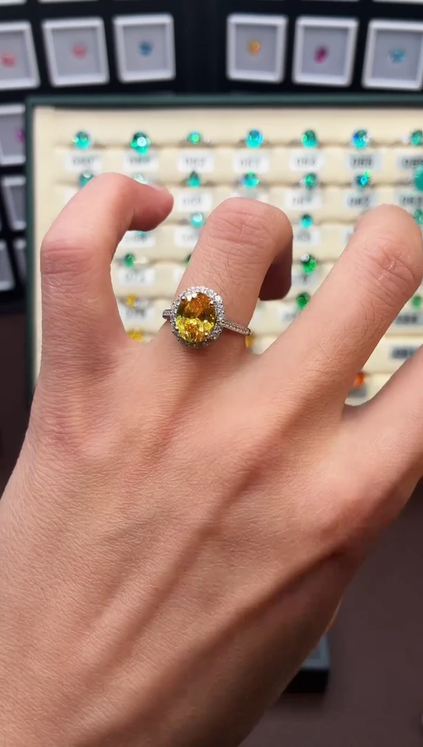 戒指彩色蓝宝石银S925镶嵌111