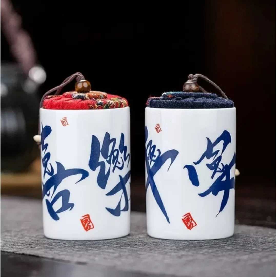 ZH679-平安喜乐陶瓷茶叶罐对罐手绘精美高档