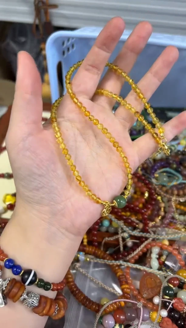 未镶嵌蜜蜡手链金胶蜜蜜蜡和田款项链[0917]