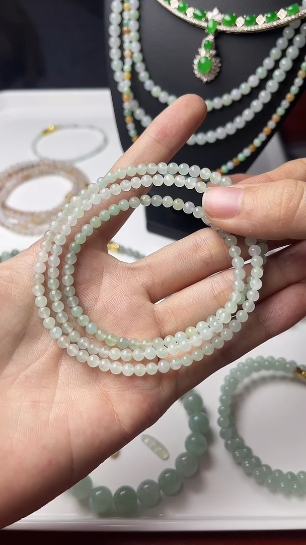 未镶嵌定制翡翠晴底长串珠串卡4