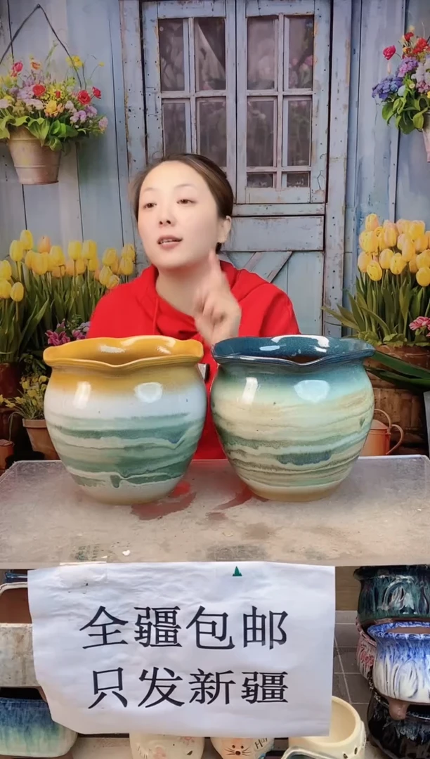 015 荷叶口山水两个装  口20高18