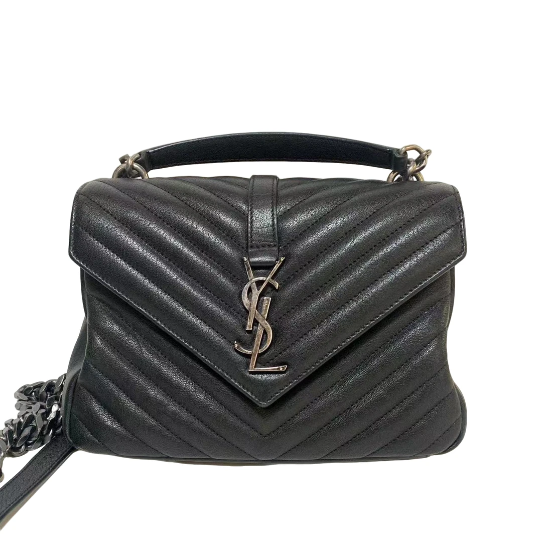 95新 YSL/圣罗兰 YSL/圣罗兰 黑银邮差斜挎包bwz10440