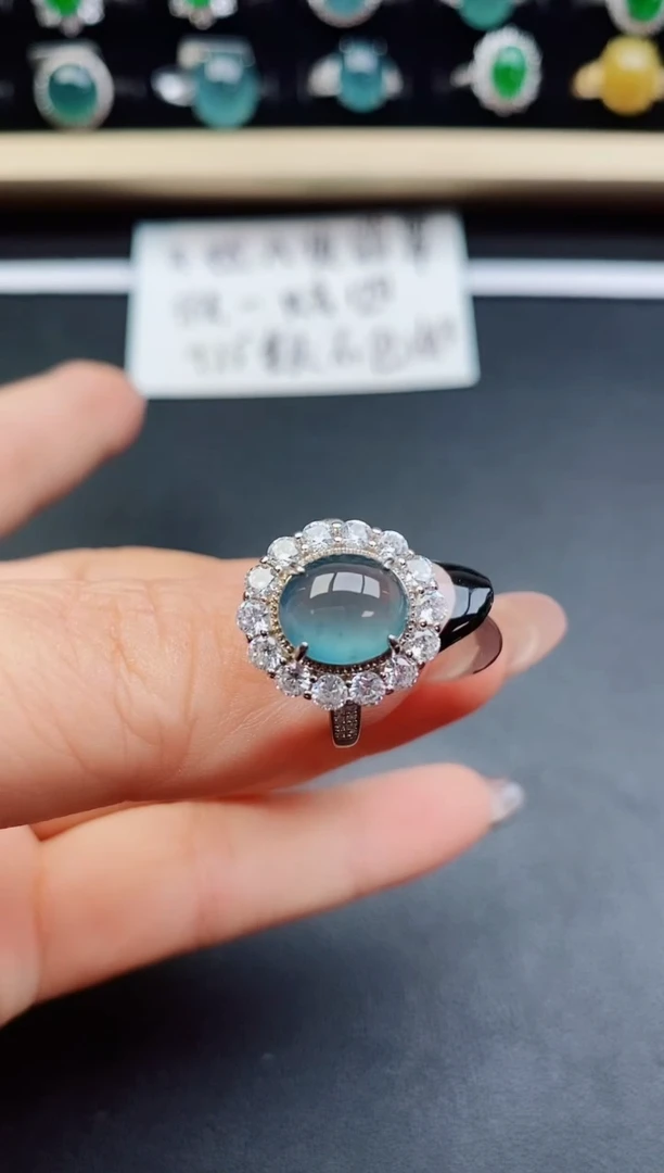 翡翠戒指银S925镶嵌80550