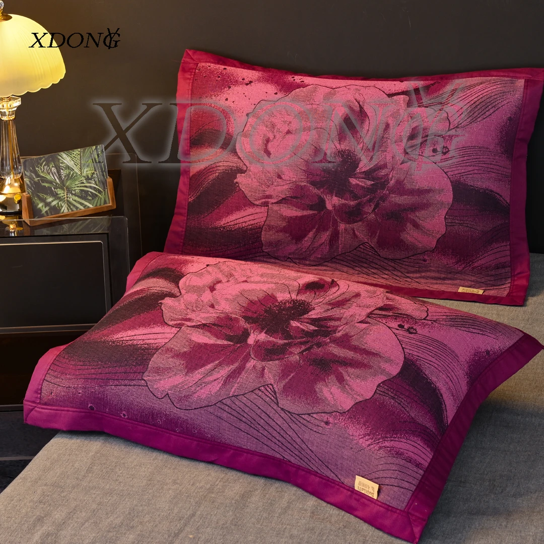 XDONGY（冬云家纺）52*78 蝶舞翩翩紫 枕巾一对装