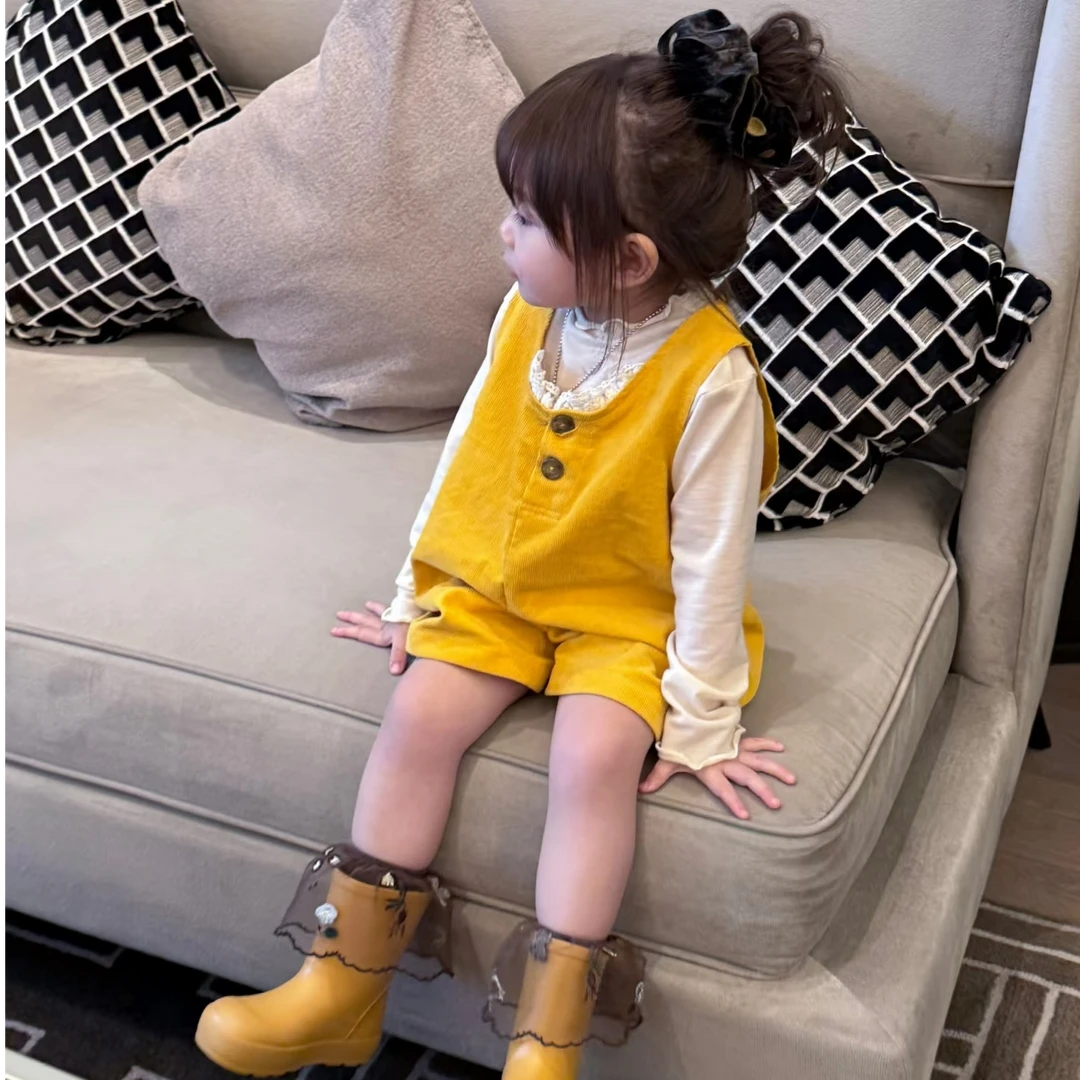 女童裤子套装2025春季新款女宝韩版洋气连体裤可爱背带裤两件套潮