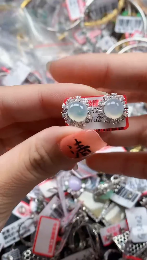 银S925镶嵌戒指翡翠天然A货缅甸翡翠