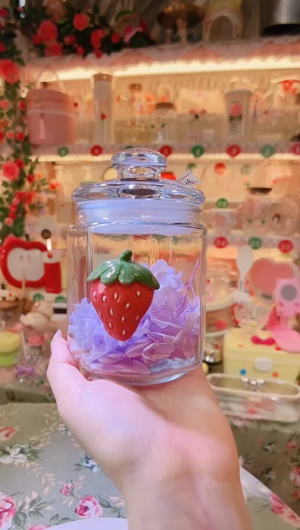 摆件开播福利数量不多，快抢！玻璃草莓密封罐
