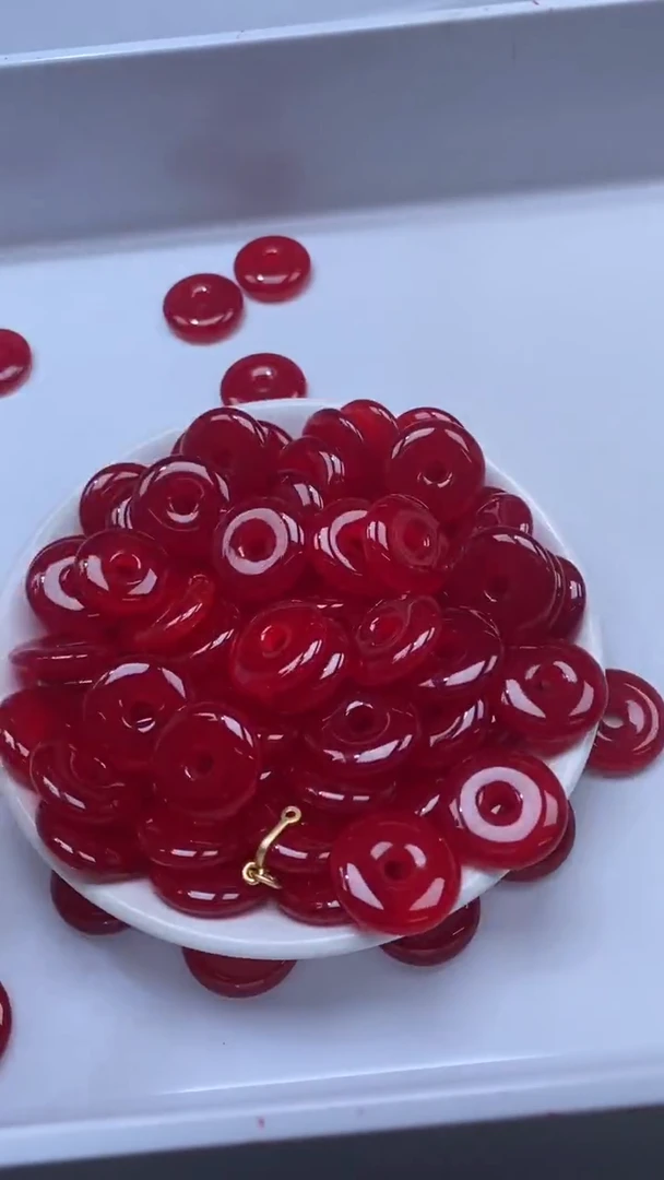 未镶嵌颈饰玛瑙/玉髓X181-鸽血*红色平安扣20mm*1颗