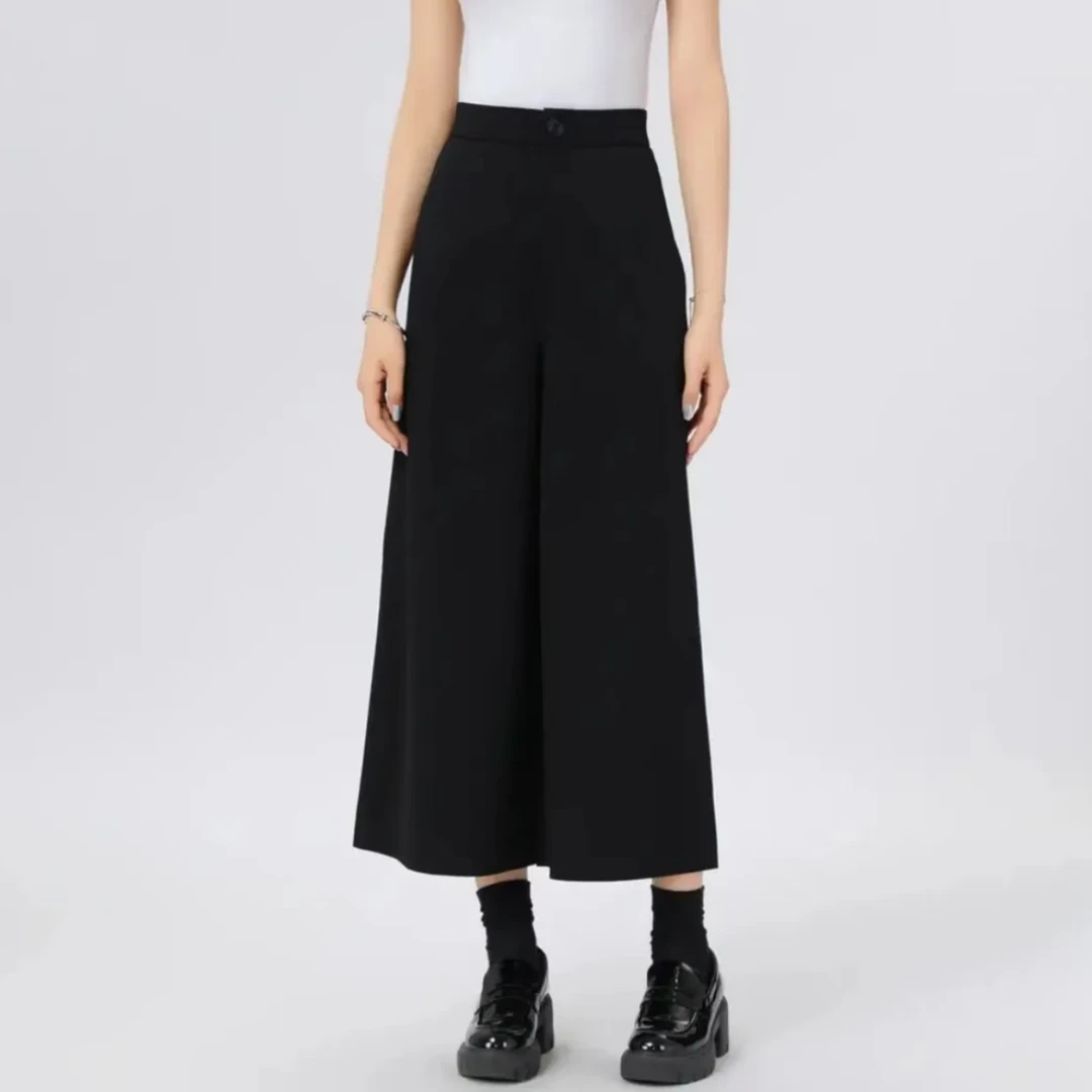 GIRDEAR/哥弟女装经典招牌四面弹简约百搭显瘦松紧阔腿裤110035