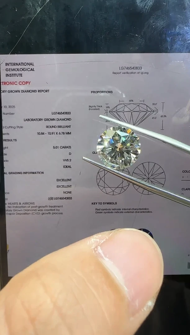 裸石实验室培育钻石广****）5.01ct
