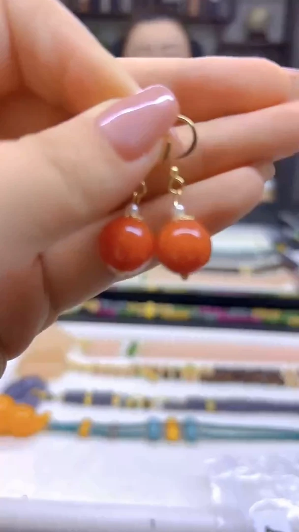 翡翠14K金镶嵌耳饰DIY款E827