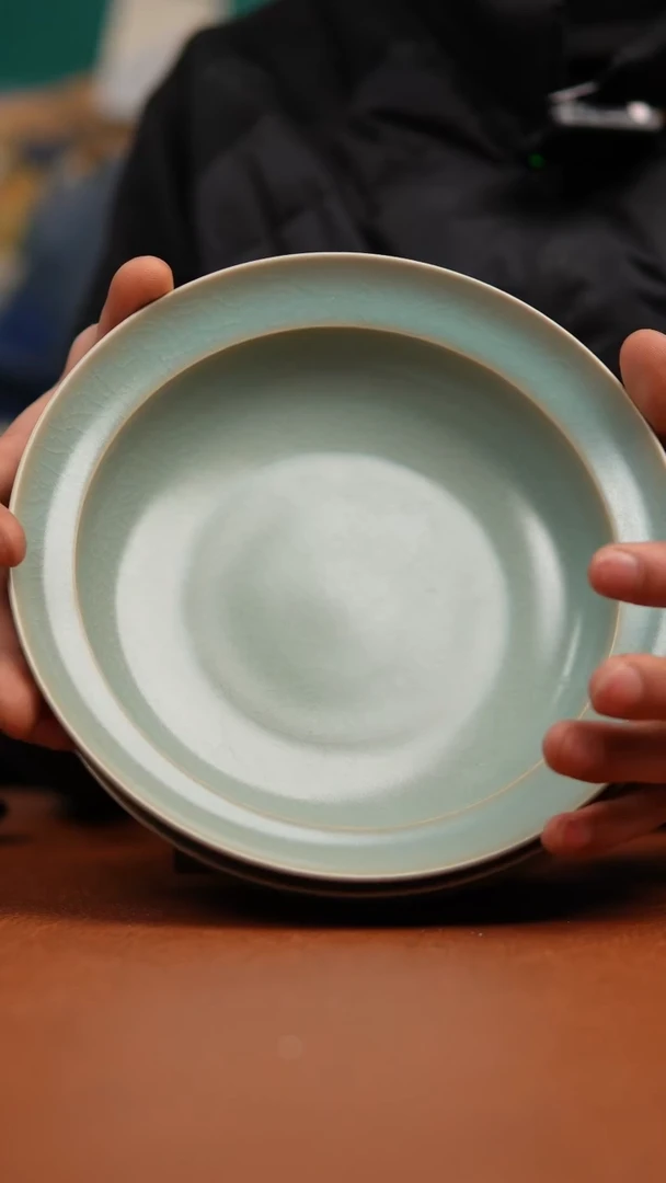 【闪购商品】瓷片4个原产地原矿仿古折沿盘微瑕福利