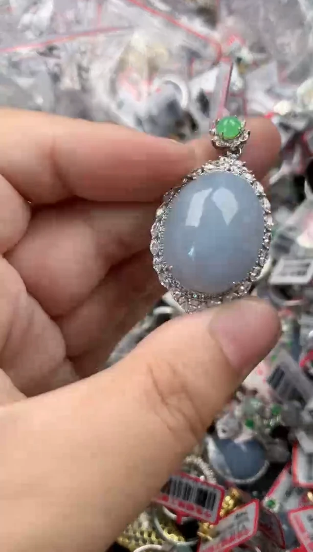 银S925镶嵌戒指翡翠12    7