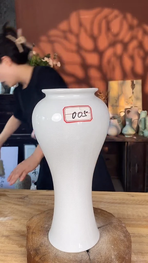 摆件景德镇高温陶瓷花器005（口径10*高度32）