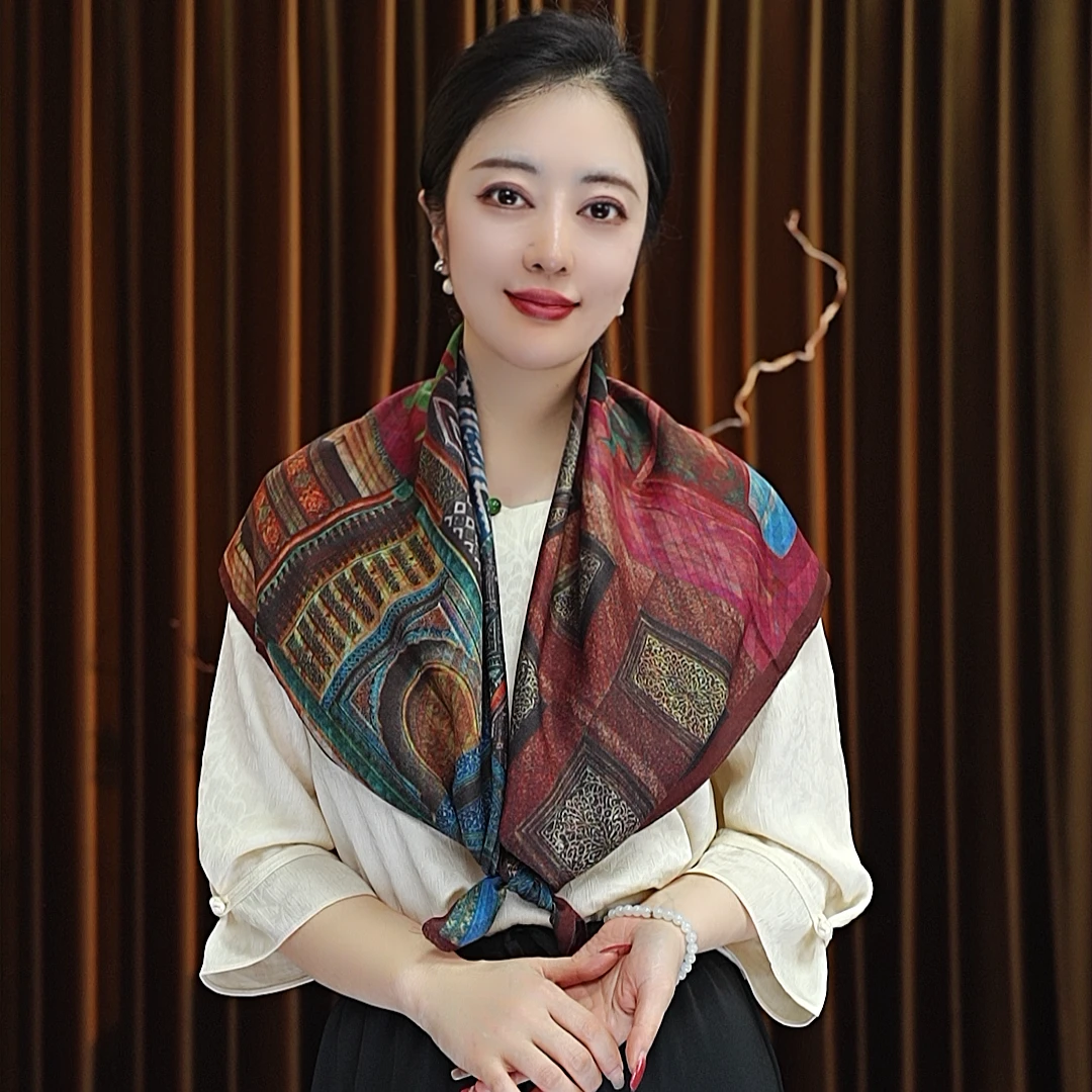 【摩洛哥】90*90丝毛方巾女士双面色百搭围巾披肩四季款洋气