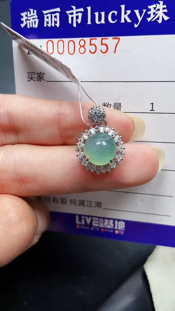 颈饰银S925镶嵌翡翠8557