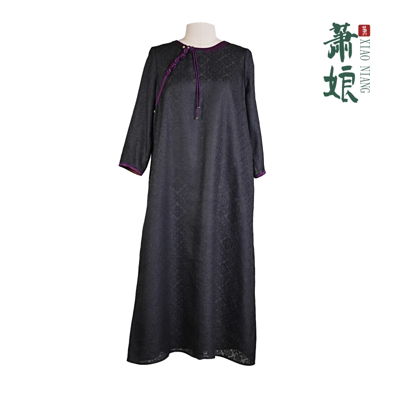 萧娘【堇意】四经绞罗香云纱新中式桑蚕丝女连衣裙中国风1952