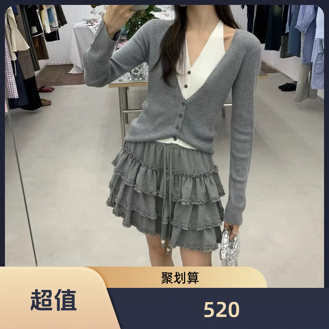 2025新品甜美减龄韩系洋气蓬蓬裙短裙女夏气质高腰蛋糕裙防走光