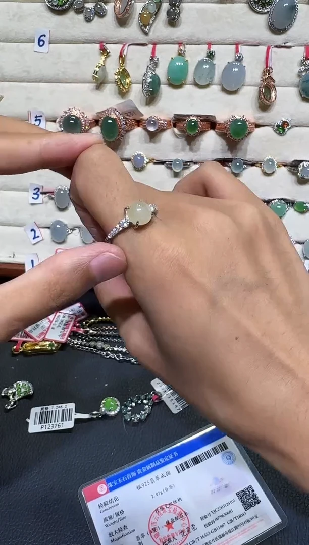 翡翠戒指银S925镶嵌戒指238