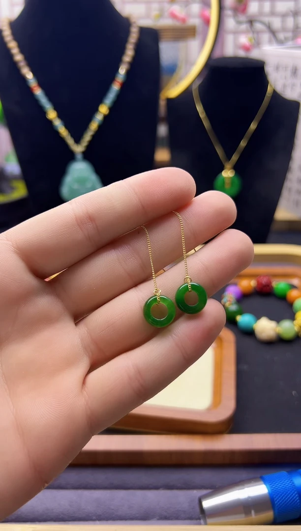 【闪购商品】翡翠耳饰14K金镶嵌E225