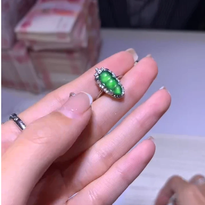 【逍遥】天然A货翡翠福豆戒指*783/65431/多样性发/1件