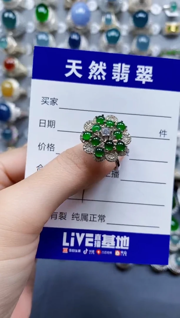 翡翠戒指银S925镶嵌0209