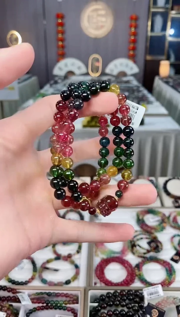 未镶嵌收藏级老矿碧玺三圈手串7mm+碧玺xion多样性发一条