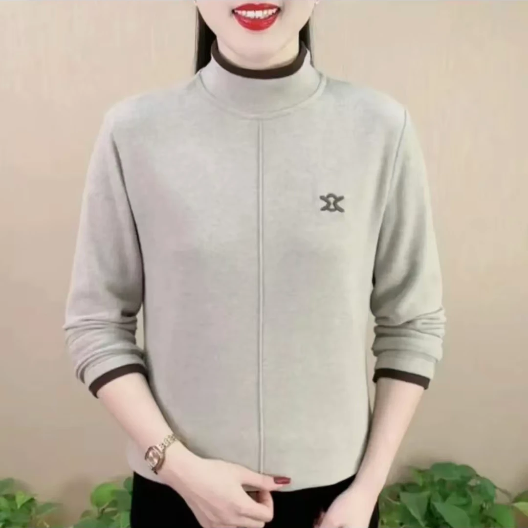 宽松型厚款常规半高领中老年女装双面女装外套秋冬