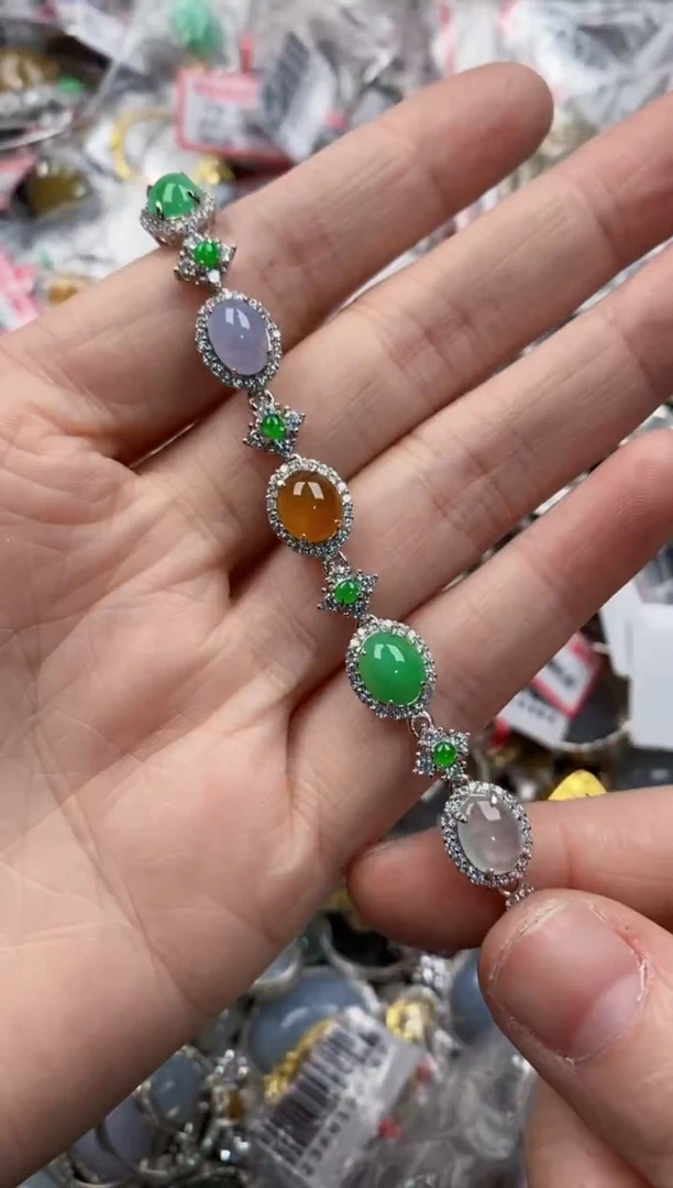 银S925镶嵌戒指翡翠5555----1