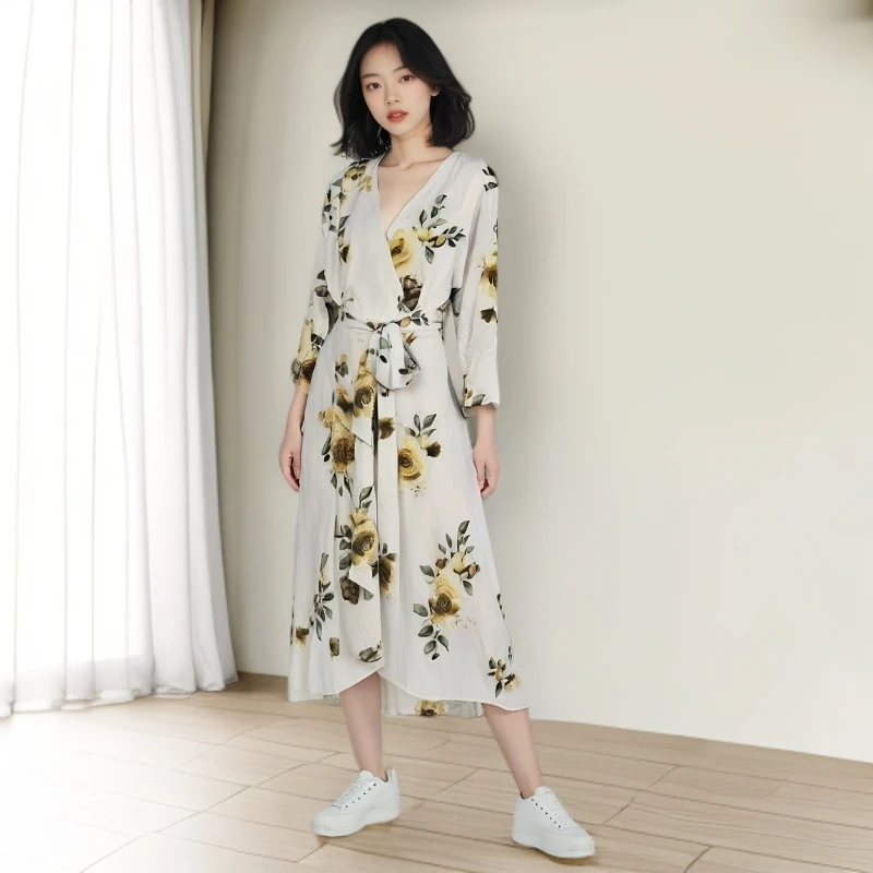 【88号】度假风潮流时尚显瘦夏季印花长裙碎花气质连衣裙