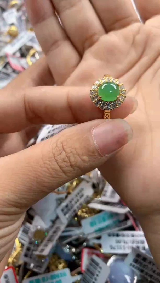 银S925镶嵌戒指翡翠11     7