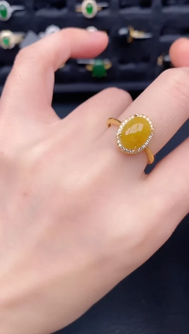 银S925镶嵌戒指翡翠天然a货翡翠158