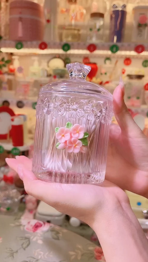 摆件品质好发货快放心拍！小花棉签罐