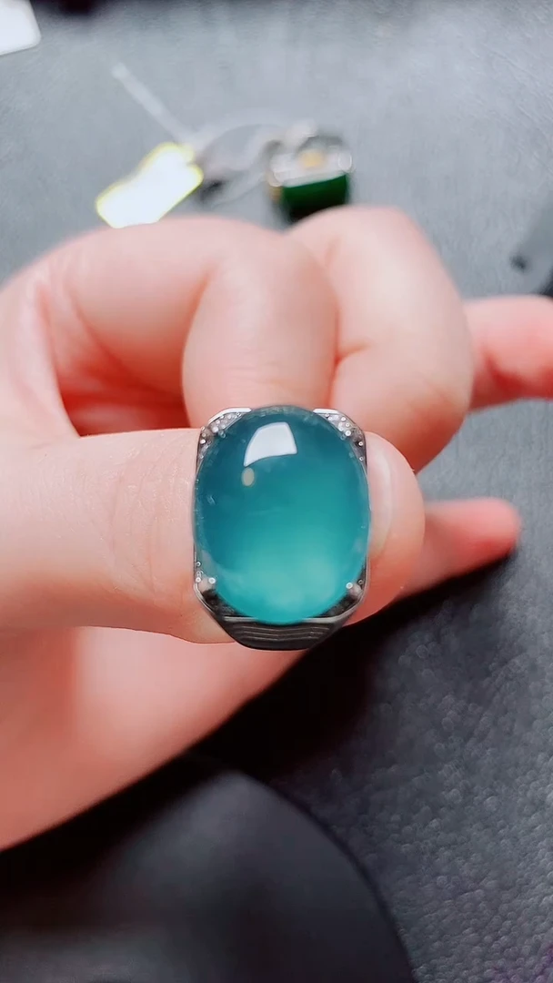 银S925镶嵌戒指翡翠翡翠