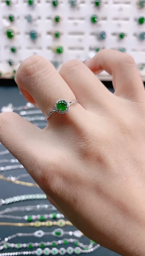 【闪购商品】翡翠戒指银S925镶嵌天然翡翠