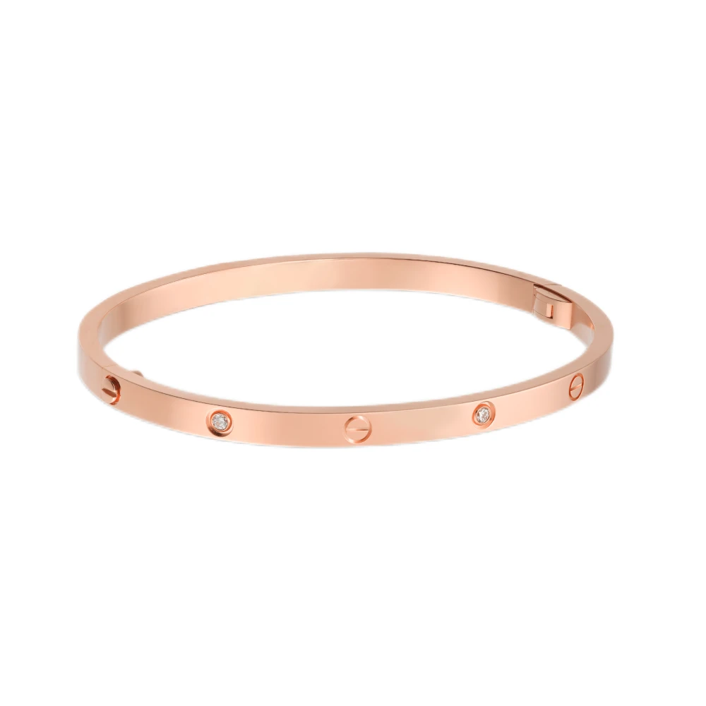 99新 Cartier/卡地亚  LOVE系列 全圈口 经典玫瑰金六钻窄版手镯