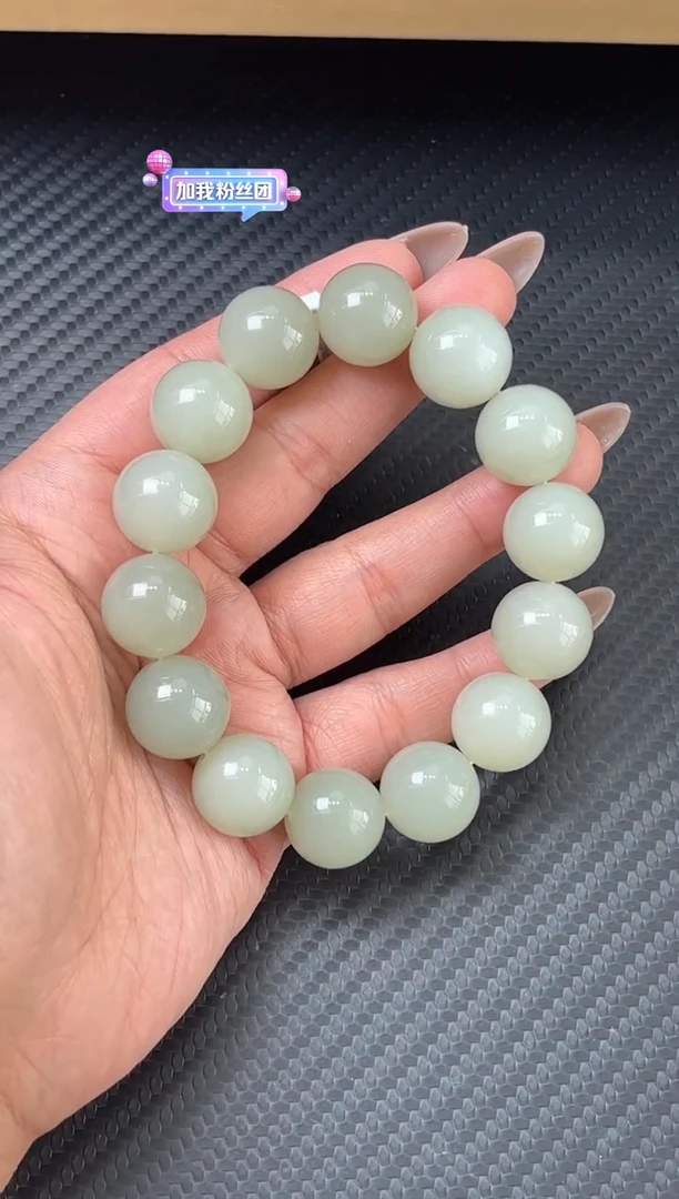 未镶嵌手串和田玉且末近矿微色差卡16