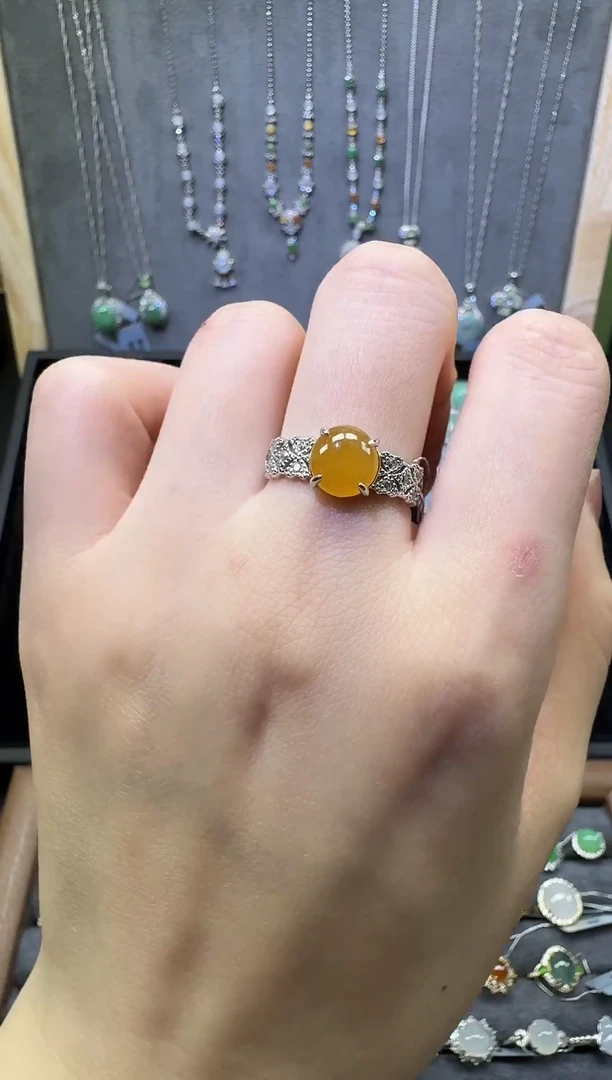 银S925镶嵌戒指翡翠翡翠戒指