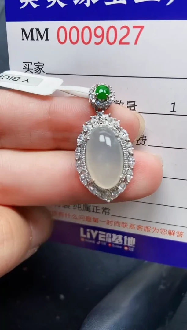 翡翠银S925镶嵌颈饰9027