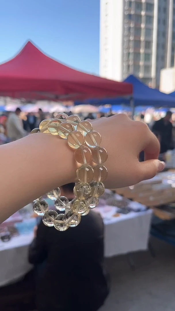 黄晶手链未镶嵌天然手串多样性发一12mm