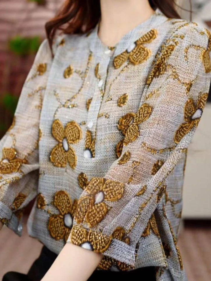 夏季新款气质减龄宽松显瘦小衫上衣时尚高级感轻奢优雅套头衬衫女