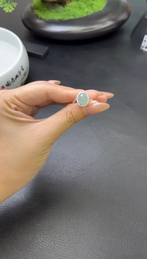 翡翠戒指银S925镶嵌戒指
