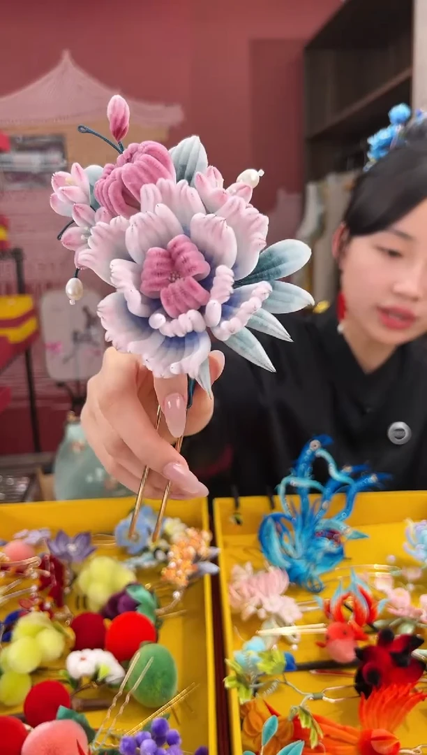 【闪购商品】刺绣 非遗绒花（发饰）