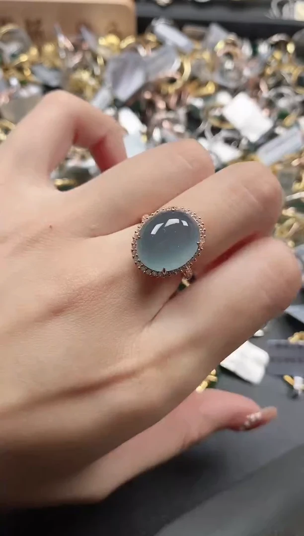 银S925镶嵌戒指翡翠51511